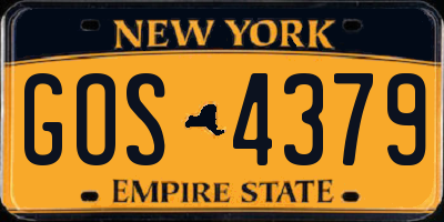 NY license plate GOS4379
