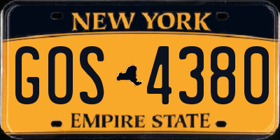 NY license plate GOS4380