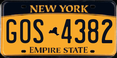 NY license plate GOS4382