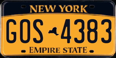 NY license plate GOS4383