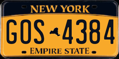 NY license plate GOS4384