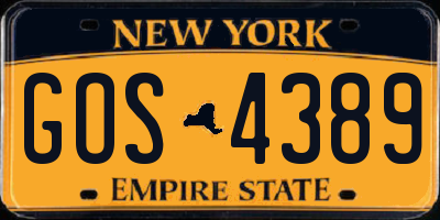 NY license plate GOS4389