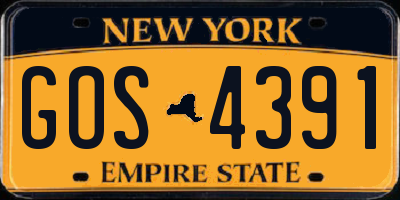NY license plate GOS4391