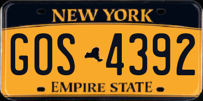 NY license plate GOS4392