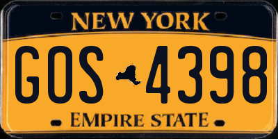 NY license plate GOS4398