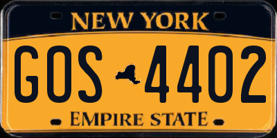 NY license plate GOS4402