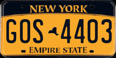 NY license plate GOS4403