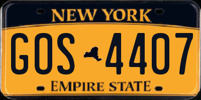 NY license plate GOS4407