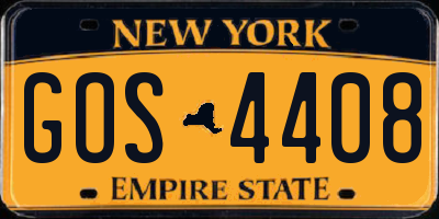 NY license plate GOS4408