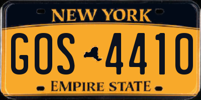 NY license plate GOS4410