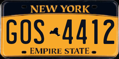 NY license plate GOS4412