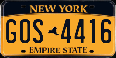 NY license plate GOS4416