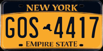 NY license plate GOS4417
