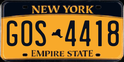 NY license plate GOS4418