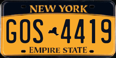 NY license plate GOS4419