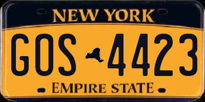 NY license plate GOS4423