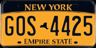 NY license plate GOS4425