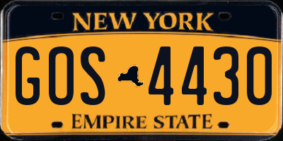 NY license plate GOS4430