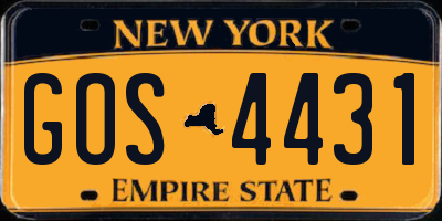 NY license plate GOS4431