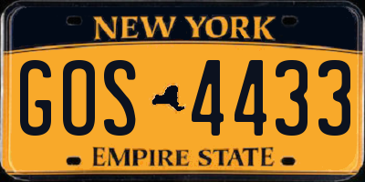 NY license plate GOS4433