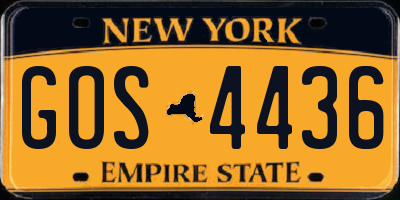 NY license plate GOS4436