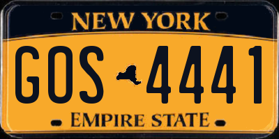 NY license plate GOS4441