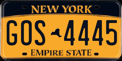 NY license plate GOS4445