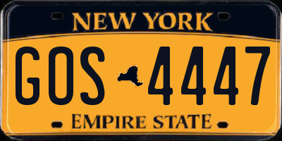 NY license plate GOS4447