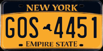 NY license plate GOS4451