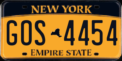 NY license plate GOS4454