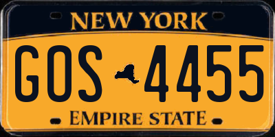 NY license plate GOS4455