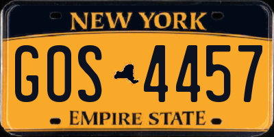 NY license plate GOS4457