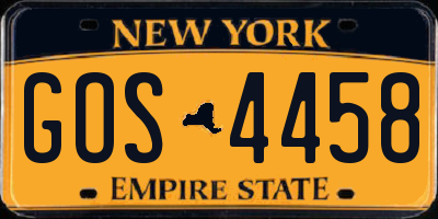 NY license plate GOS4458