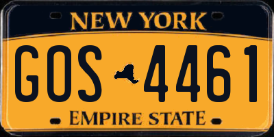 NY license plate GOS4461