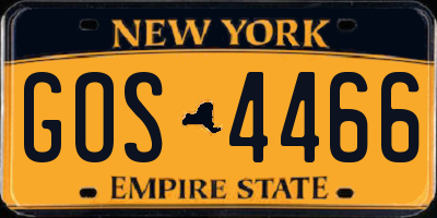 NY license plate GOS4466