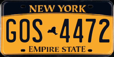 NY license plate GOS4472