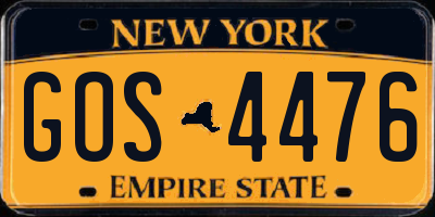 NY license plate GOS4476
