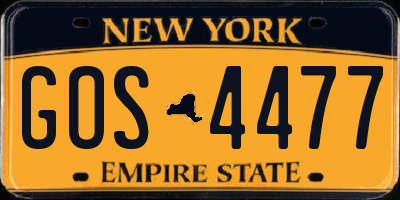 NY license plate GOS4477