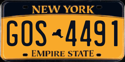 NY license plate GOS4491