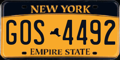 NY license plate GOS4492