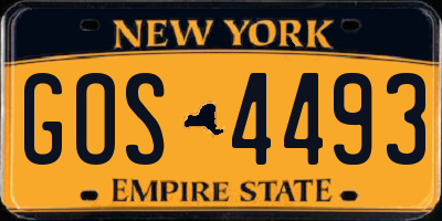 NY license plate GOS4493