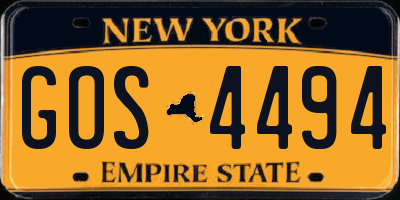 NY license plate GOS4494