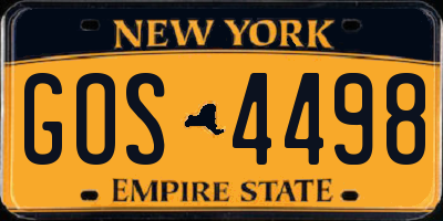 NY license plate GOS4498