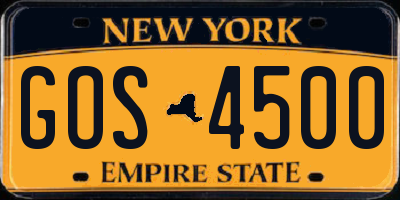 NY license plate GOS4500