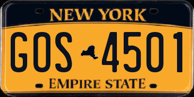 NY license plate GOS4501