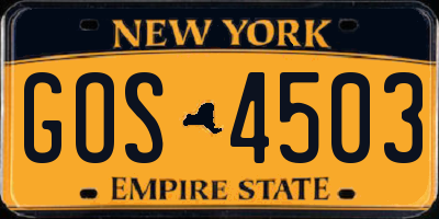 NY license plate GOS4503