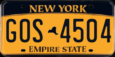 NY license plate GOS4504