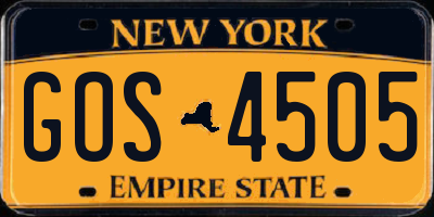 NY license plate GOS4505