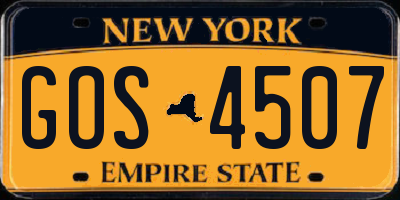 NY license plate GOS4507