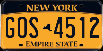 NY license plate GOS4512
